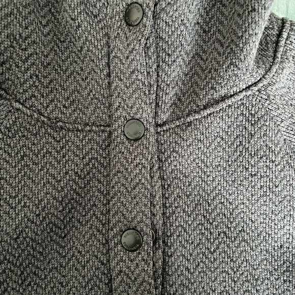 Columbia Gray Tweed Hooded Fleece Lined Quarter Buttoned Pullover - Picture 3 of 6